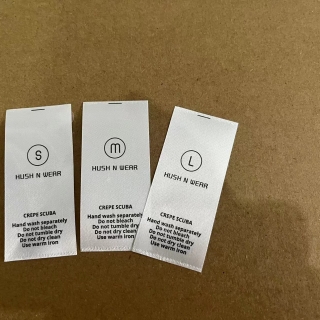 white satin print labels